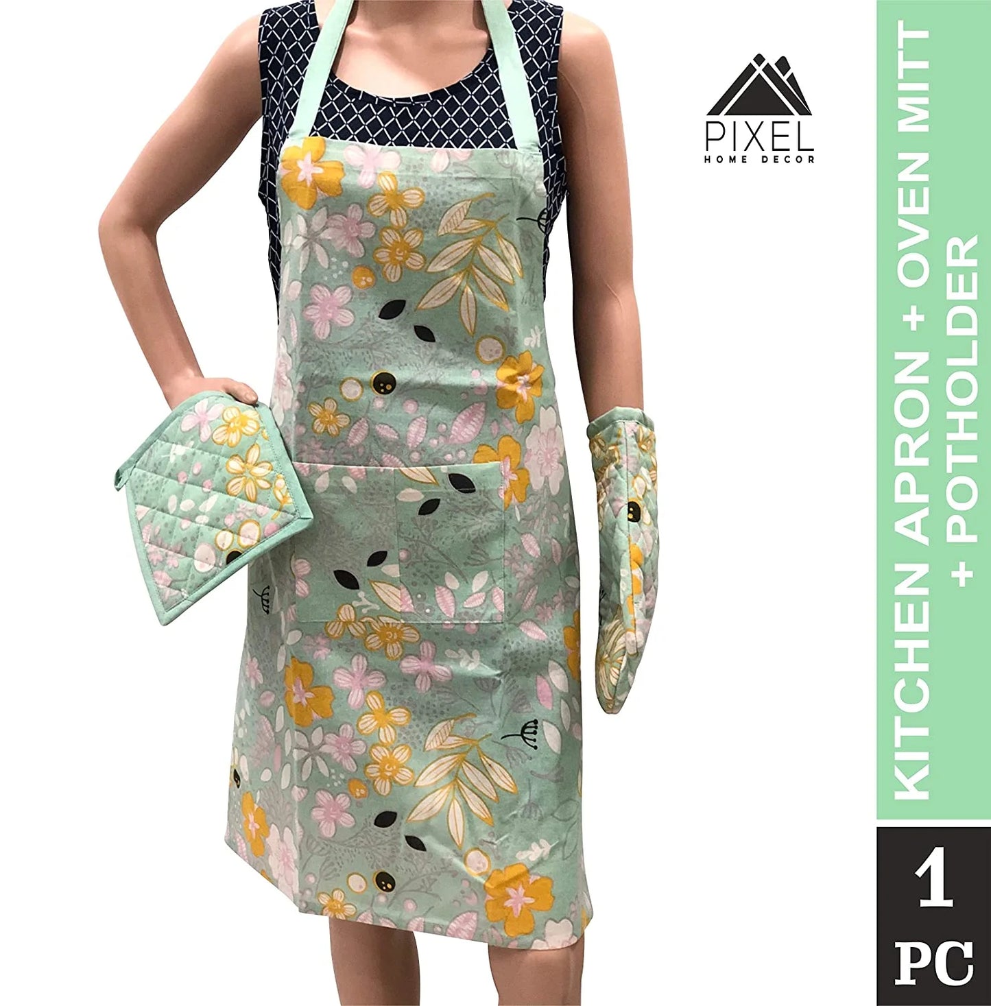Pastel floral print apron set