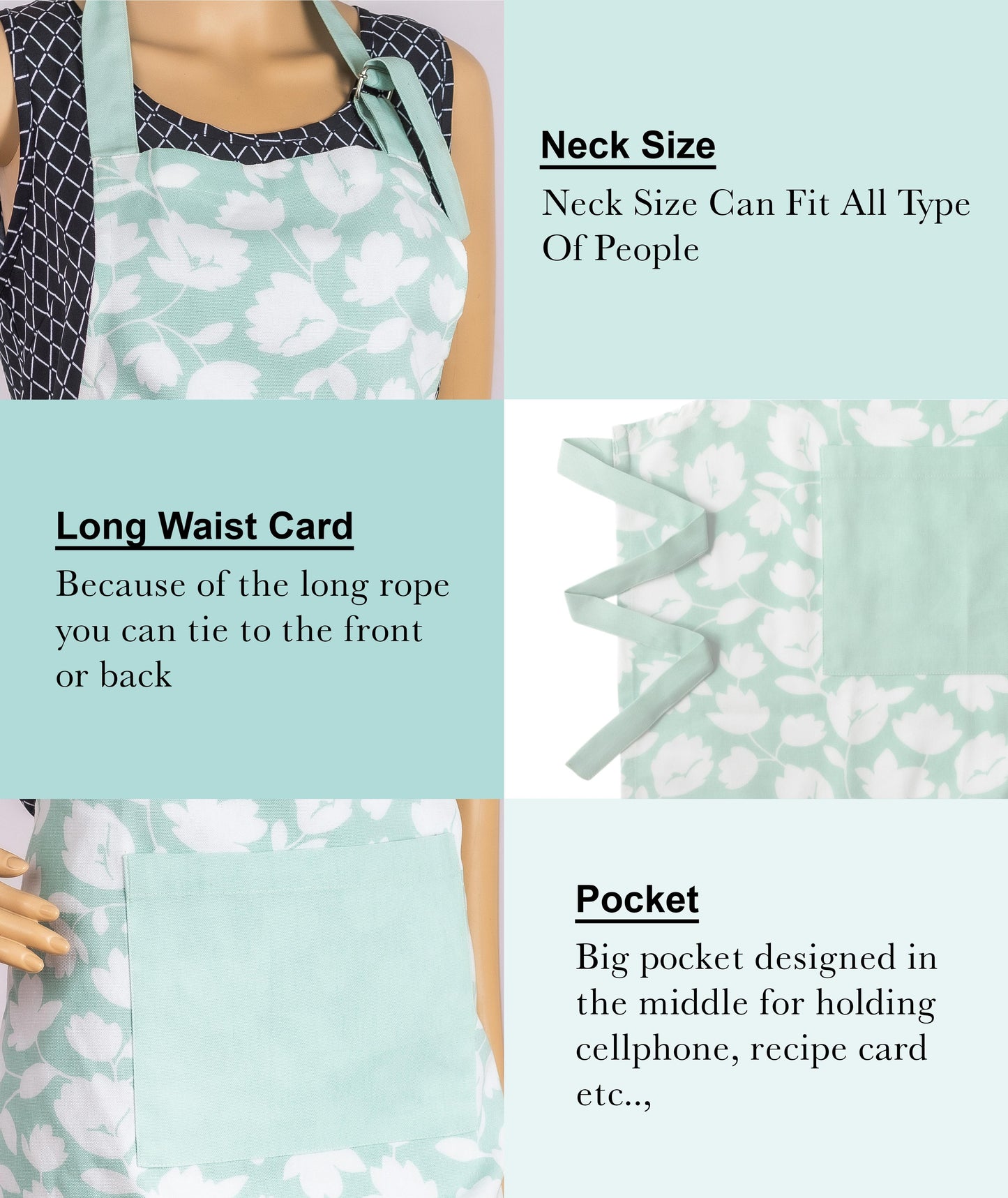 Mint Floral Apron