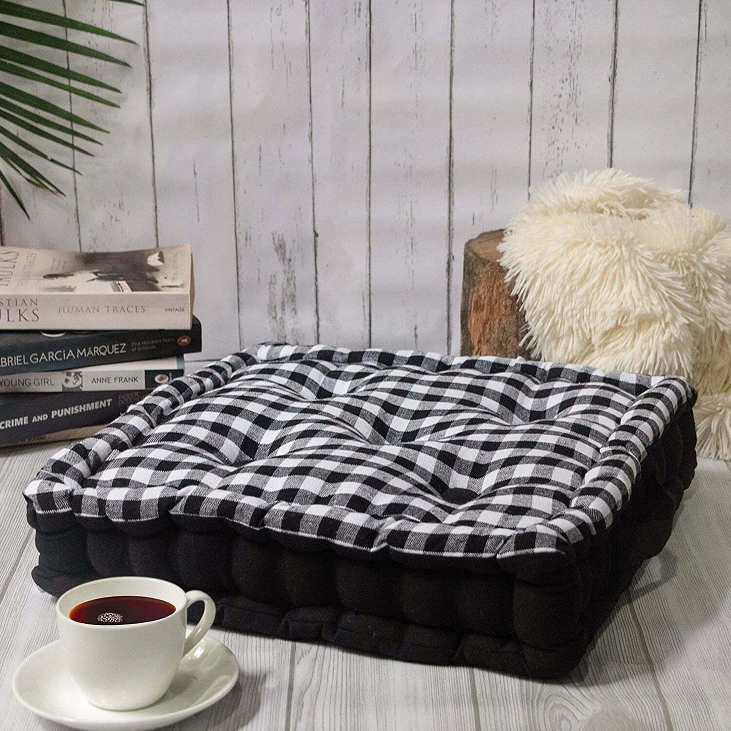 Classic gingham floor cushion