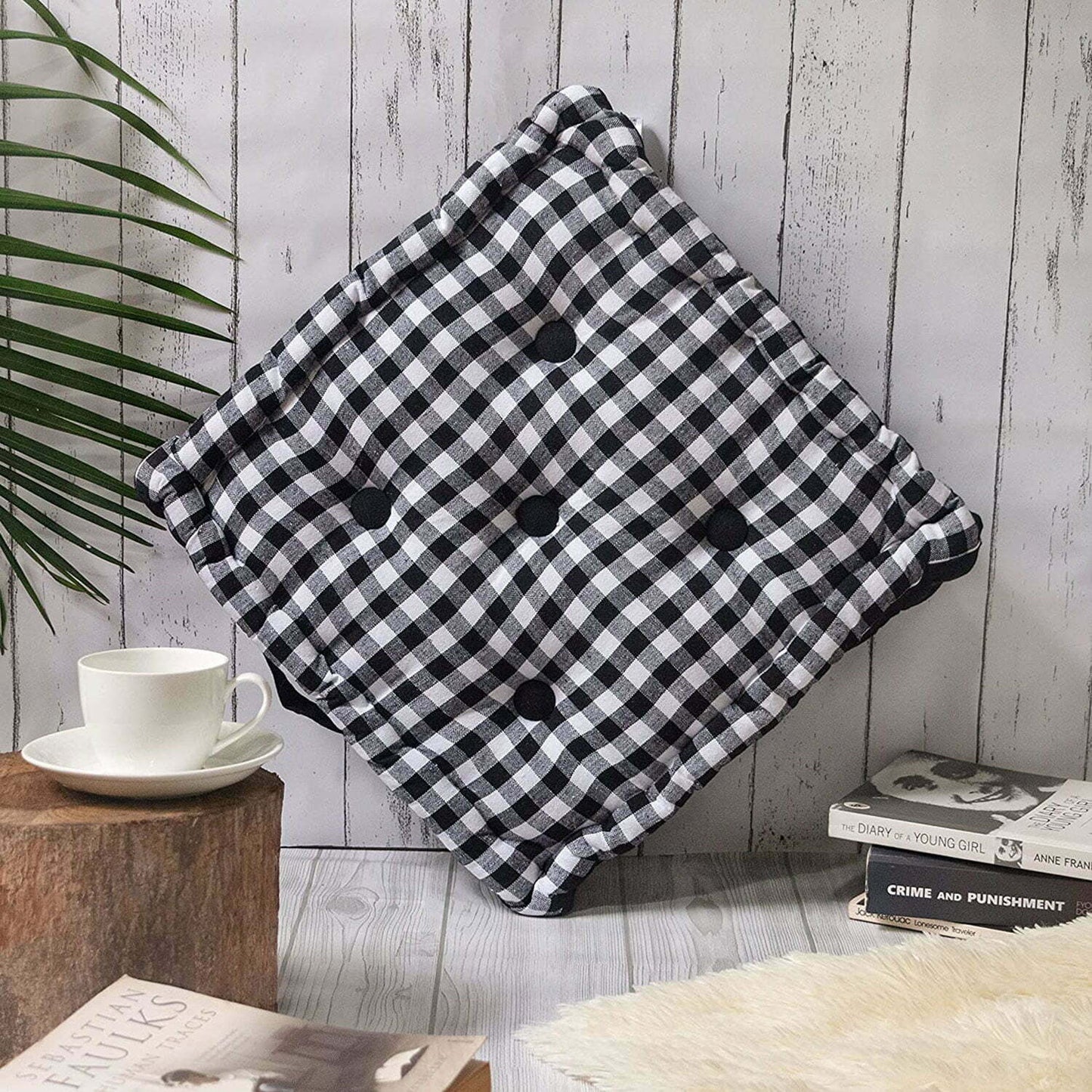 Classic gingham floor cushion
