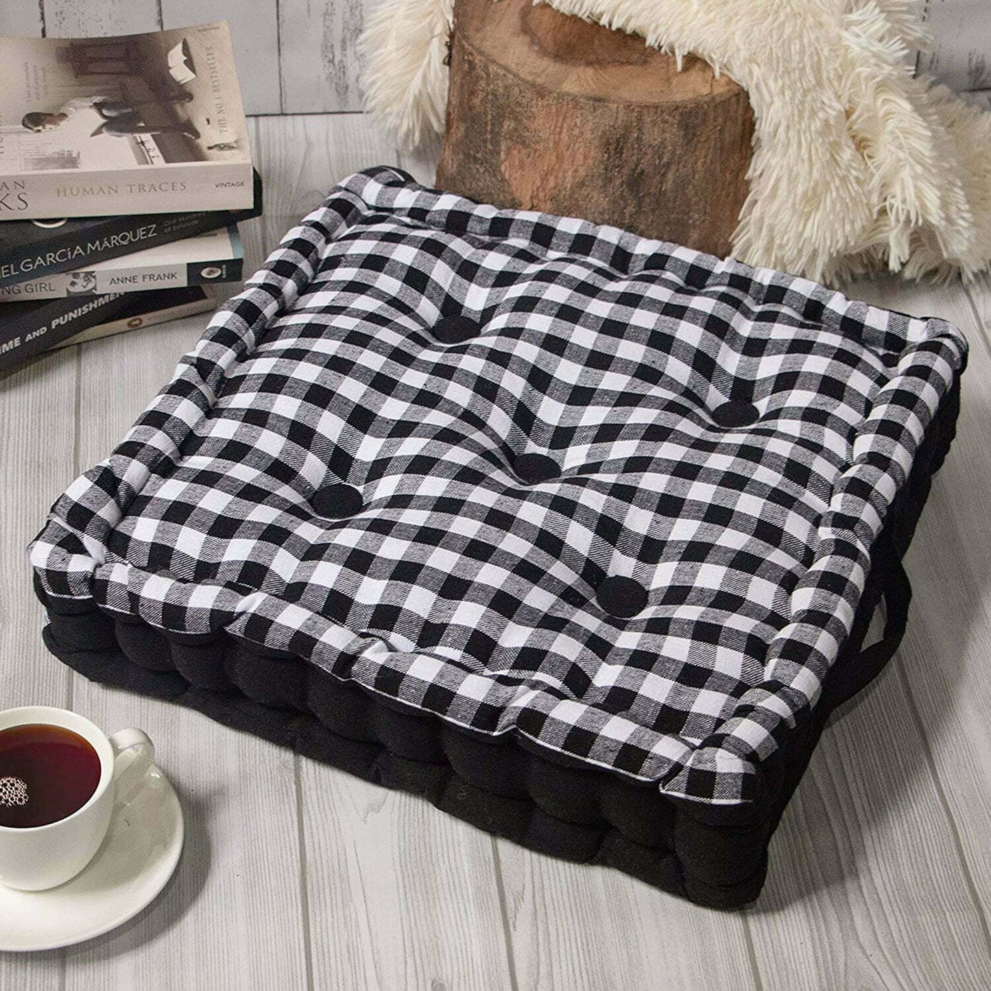 Classic gingham floor cushion