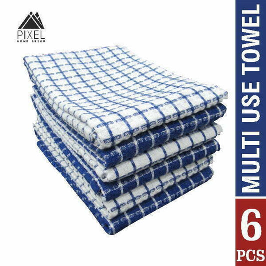 Blue waffle kitchen towels (pack of 6)