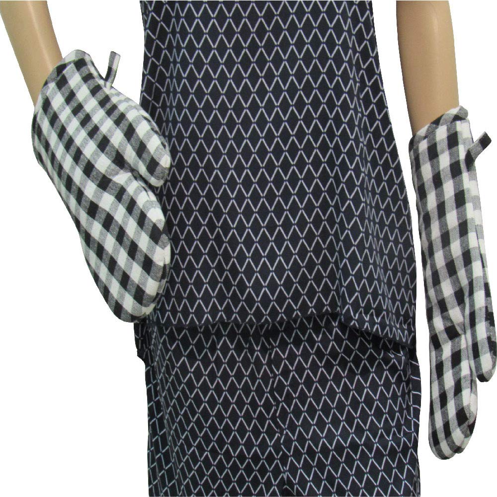 Black&white gingham oven mitten (2pcs)