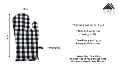Black&white gingham oven mitten (2pcs)