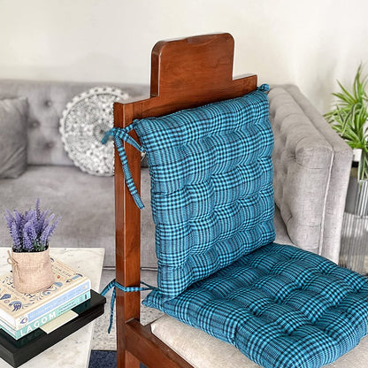 Blue chequer chair cushion (2Pcs)