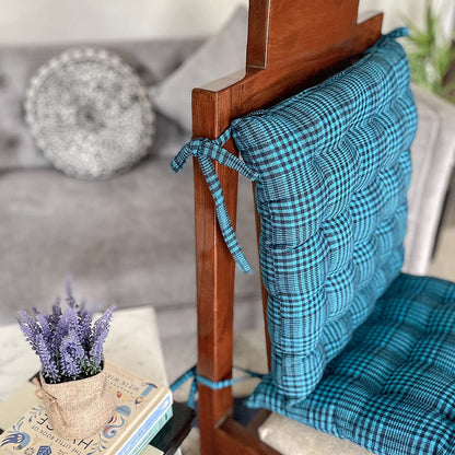 Blue chequer chair cushion (2Pcs)