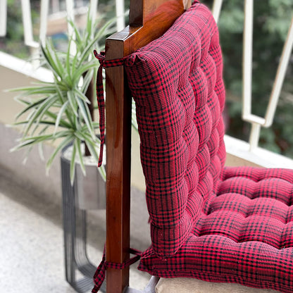 Red chequer chair cushion (2pcs)