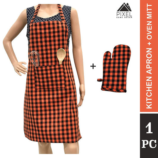 Orange gingham apron with mitten