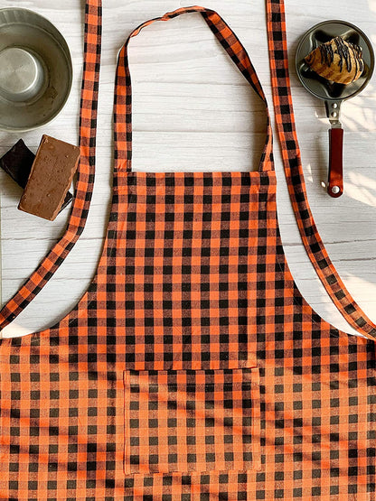 Orange gingham apron with mitten