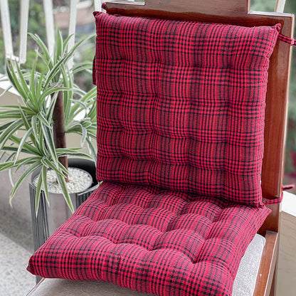 Red chequer chair cushion (2pcs)