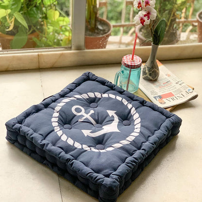 Denim anchor box cushion