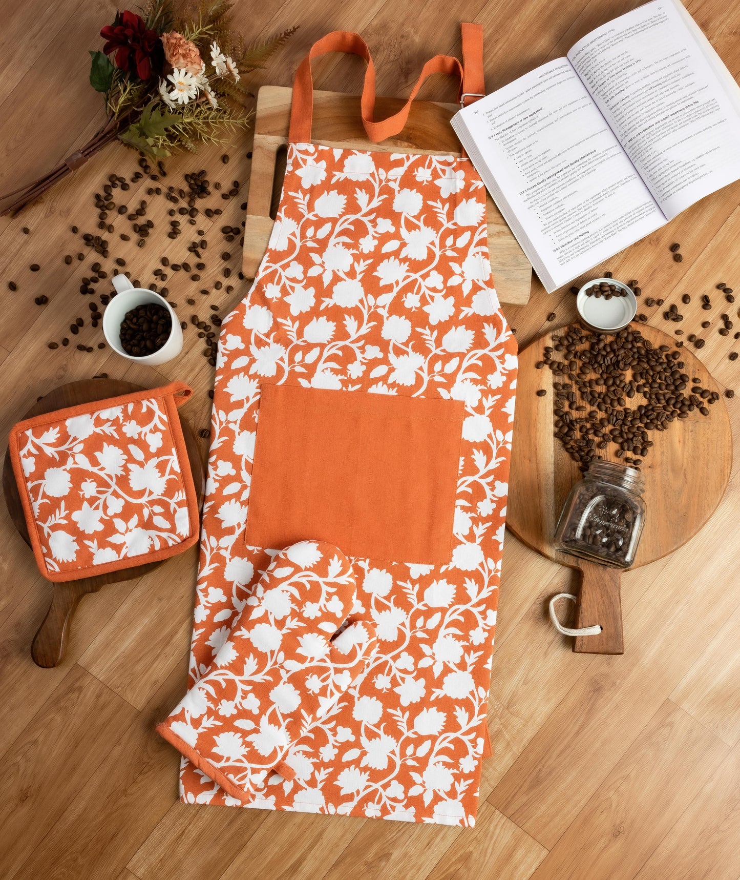 Bold Bloom kitchen linen set | 4 pc
