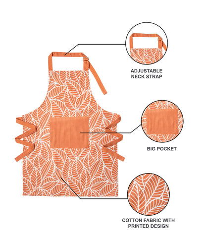 Terracotta leaf kitchen linen set | 4 pc