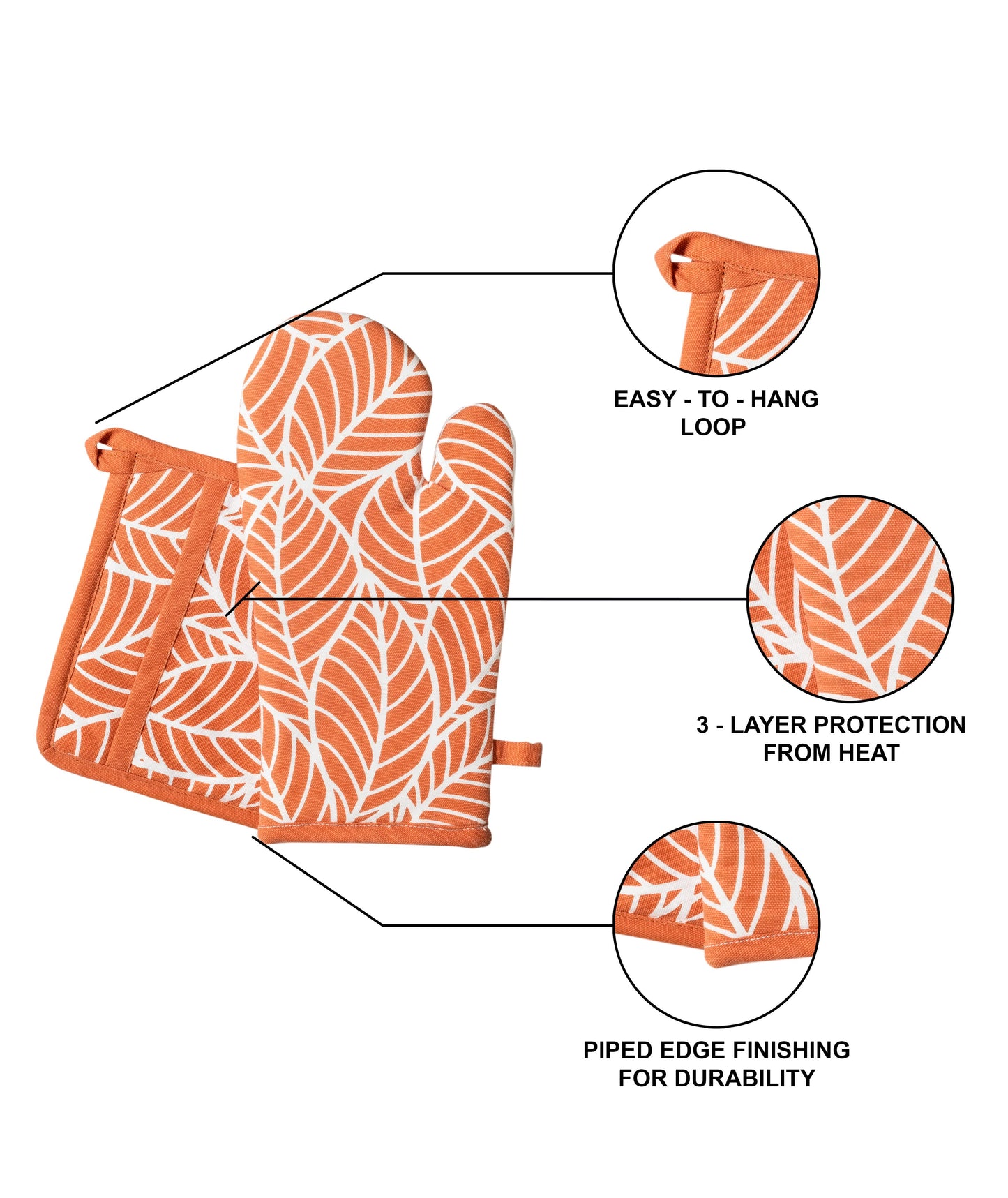 Terracotta leaf kitchen linen set | 4 pc