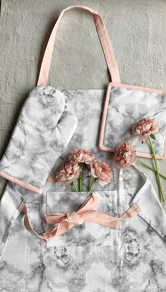 Marble print apron set