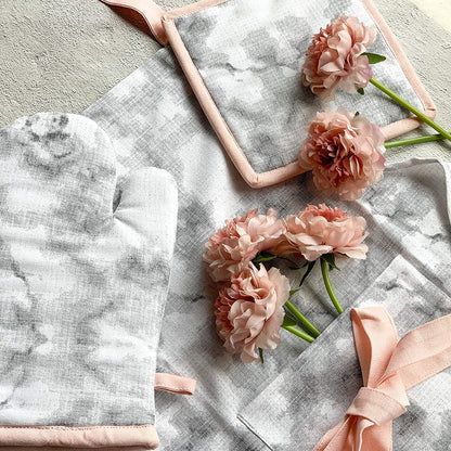Marble print apron set