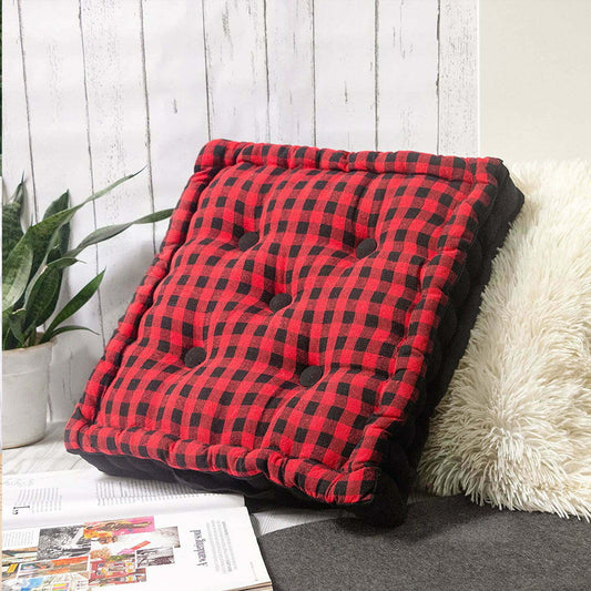 Red gingham floor cushion